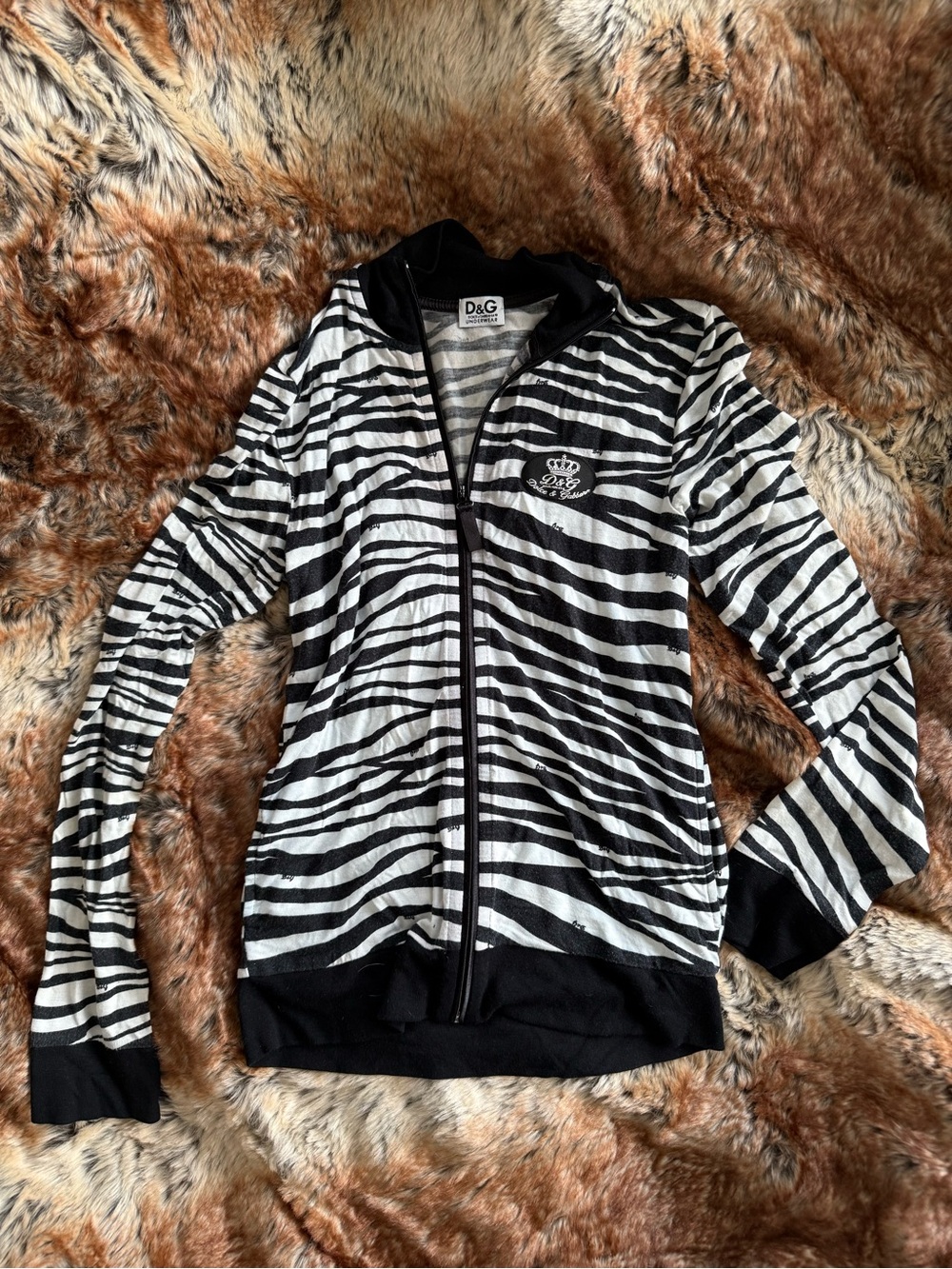 Vintage D&G Dolce & Gabbana Zebra Print Zip-Up Jacket Y2K size S